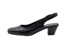 Brown sandal with a block heel on a white background